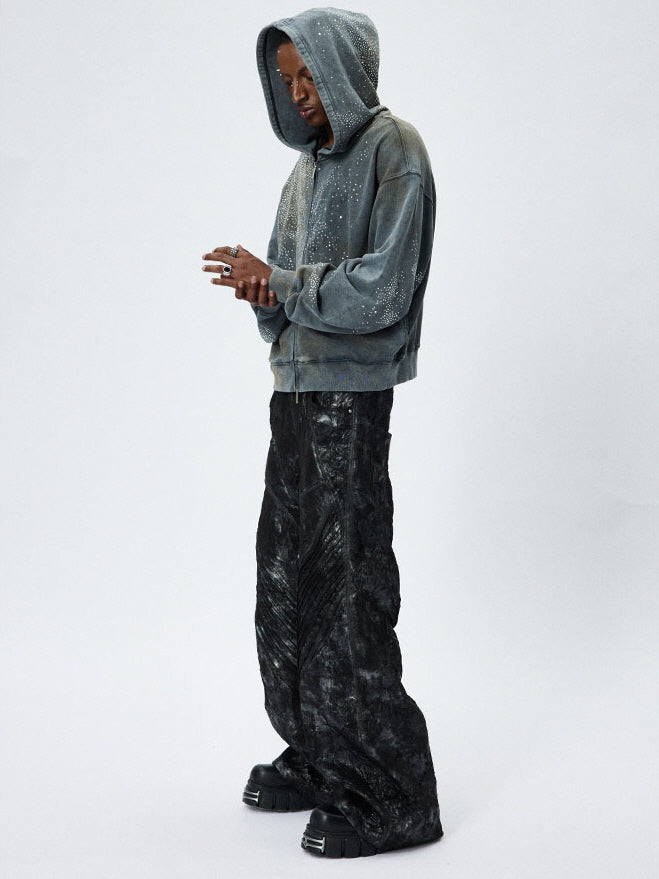 Cracked Texture Wide Pants