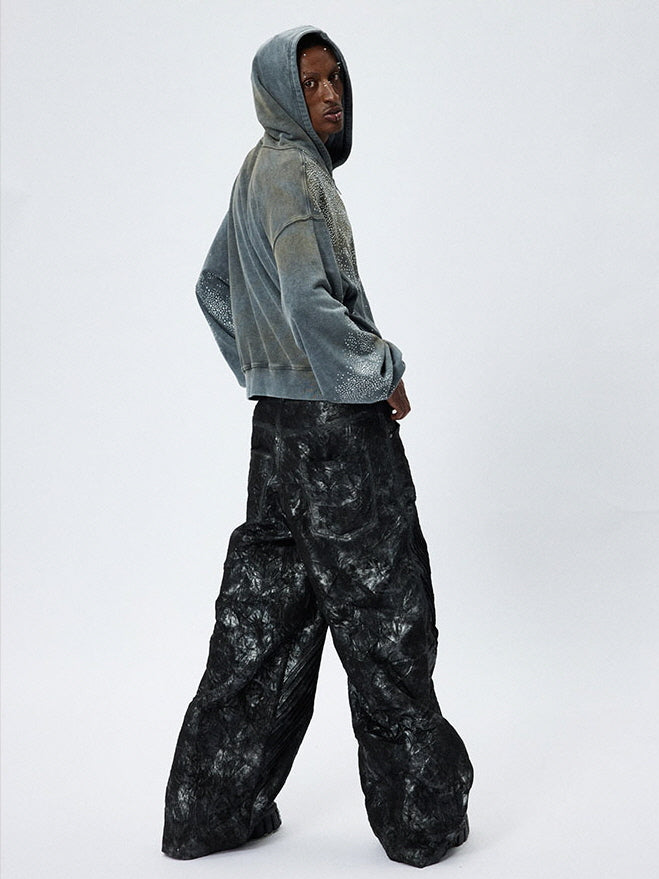 Cracked Texture Wide Pants