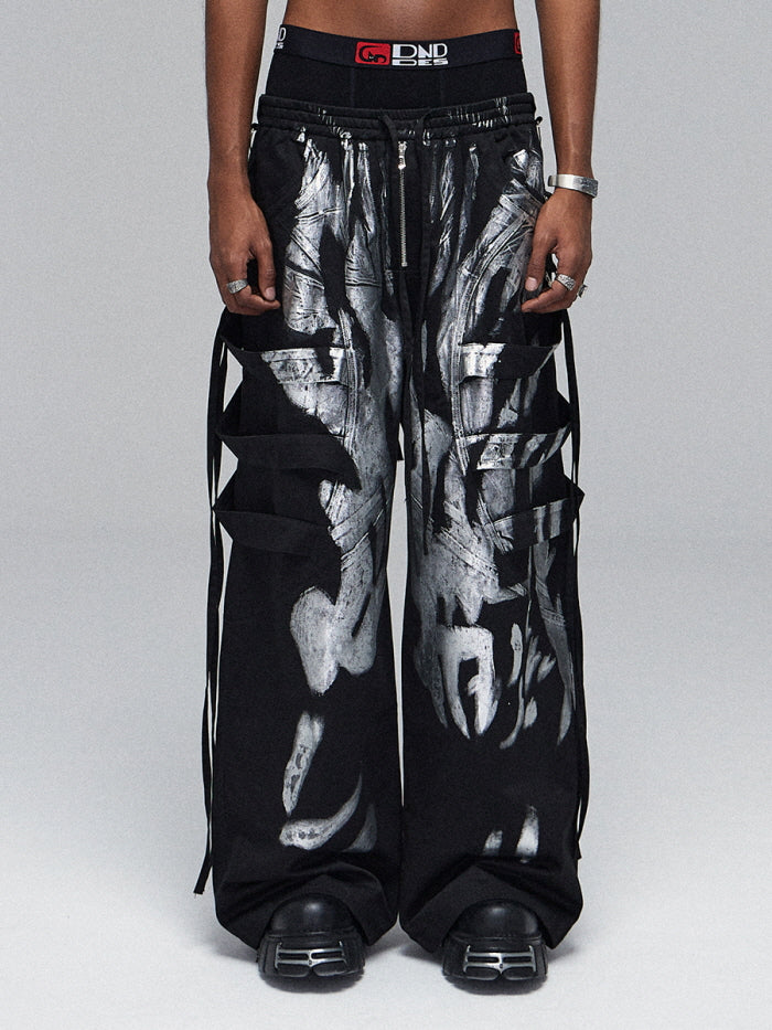 Abstract Graffiti Wide-Leg Pants