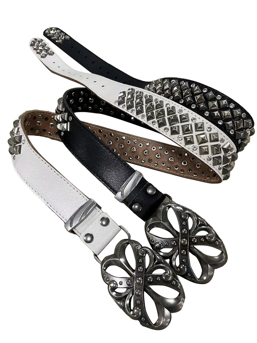 Studded Gothic Cross Buckle Belt