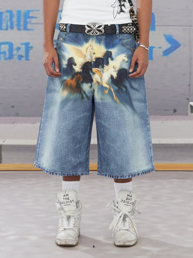 Pegasus Art Denim Shorts
