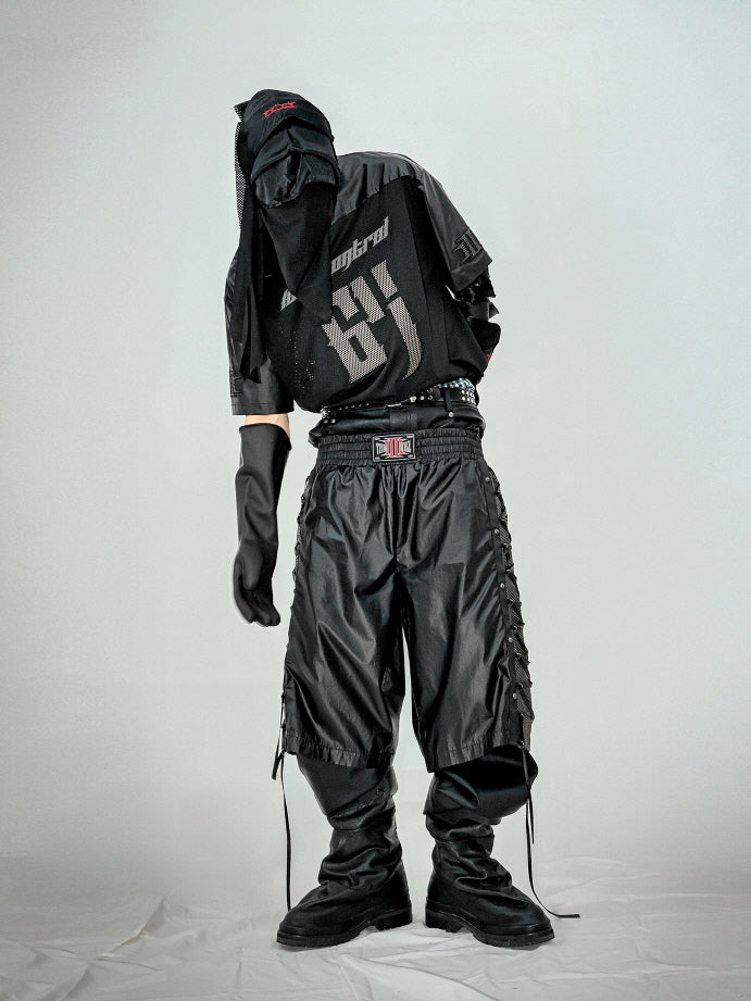 Ice-Club Oversized Mesh & Faux Leather Tshirts