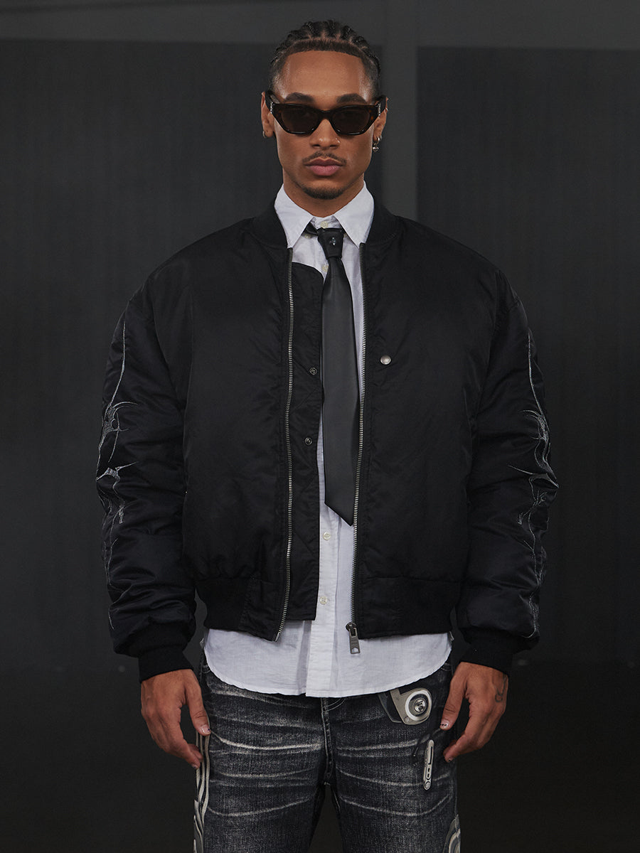 Graffiti Thorns Oversized Bomber Jacket
