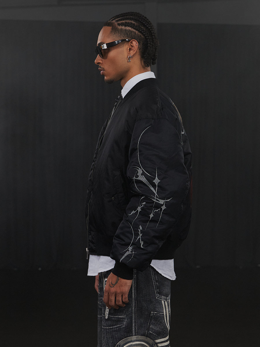 Graffiti Thorns Oversized Bomber Jacket