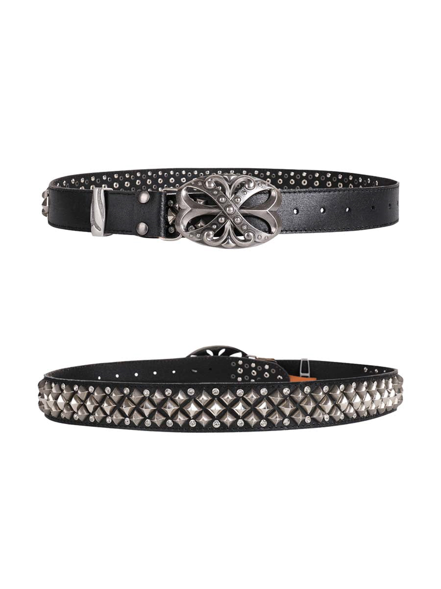 Studded Gothic Cross Buckle Belt