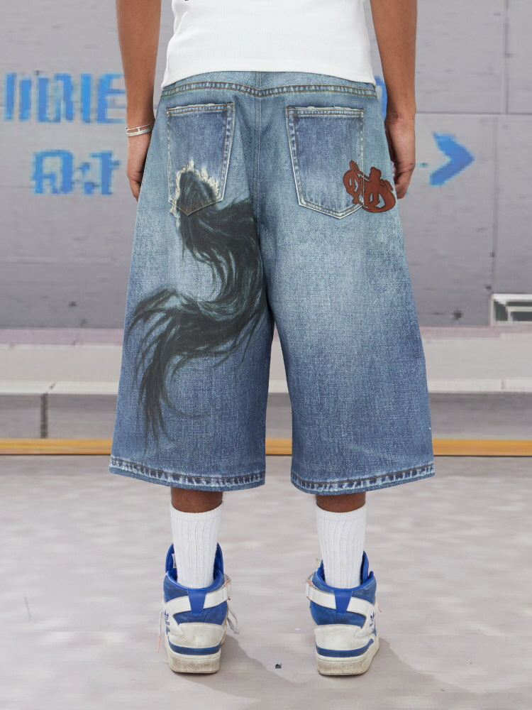 Pegasus Art Denim Shorts