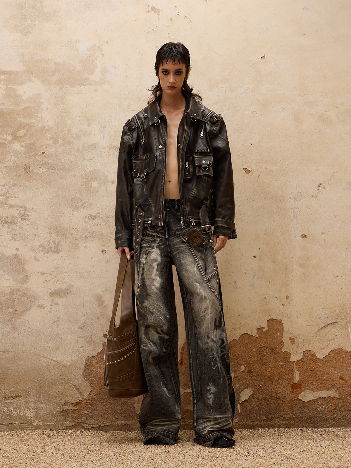 Smoky Black Bleach Black Wide Jeans