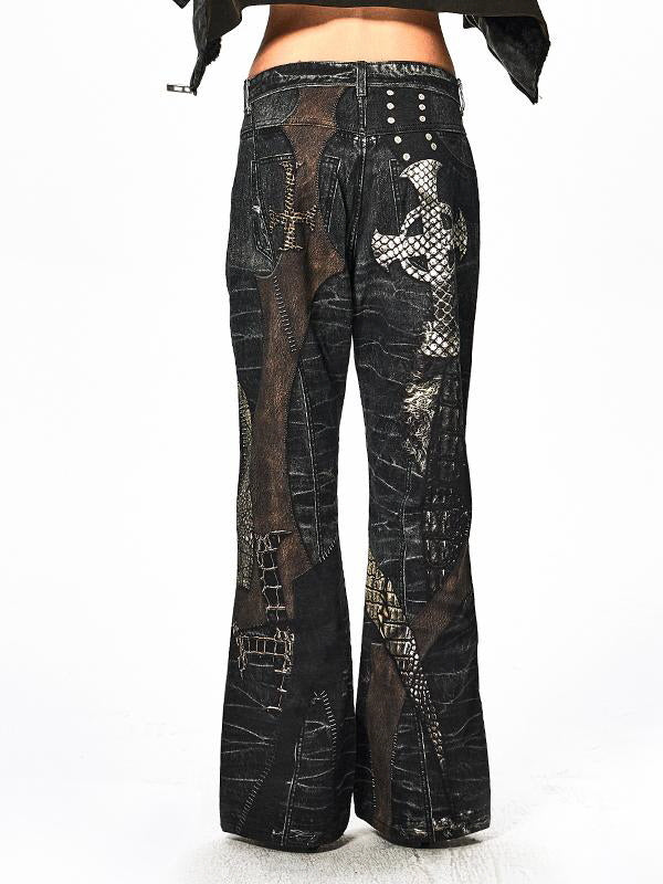 Crocodile Patchwork Jeans