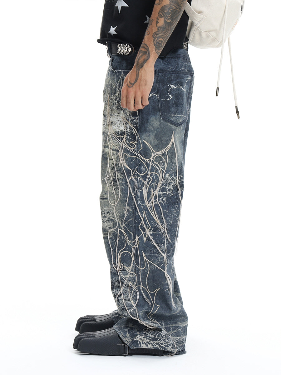 Chaos Web Distressed Denim Pants