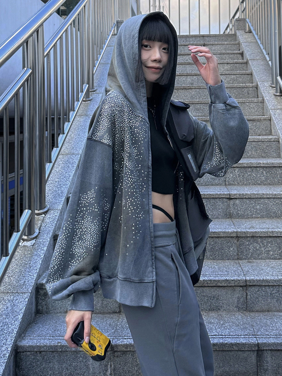 Galaxy Dust Crystal Zip Hoodie