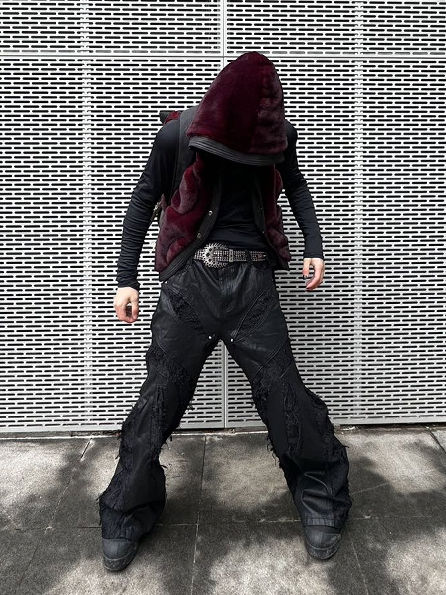 Gear Buckle Studded Leather Belt