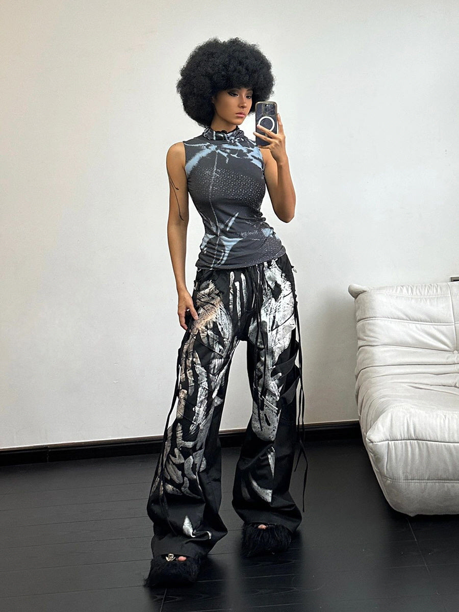 Abstract Graffiti Wide-Leg Pants