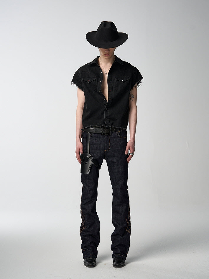 Back 2000s Cut-Off Denim Shirt