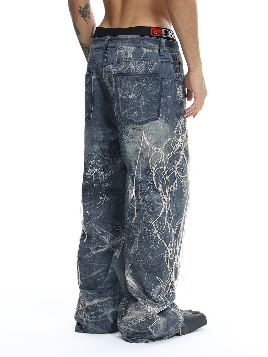 Chaos Web Distressed Denim Pants