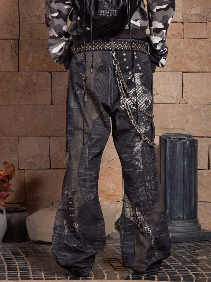 Crocodile Patchwork Jeans