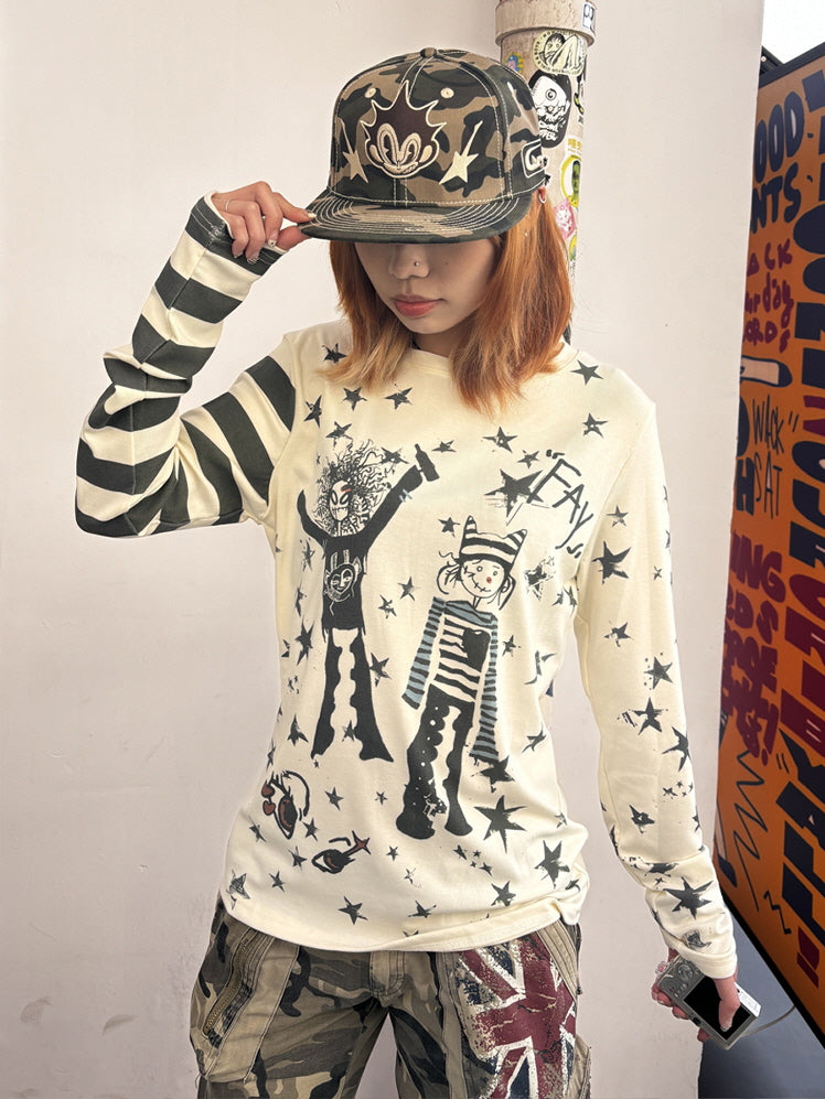 Camo Cartoon Embroidered Flat Cap