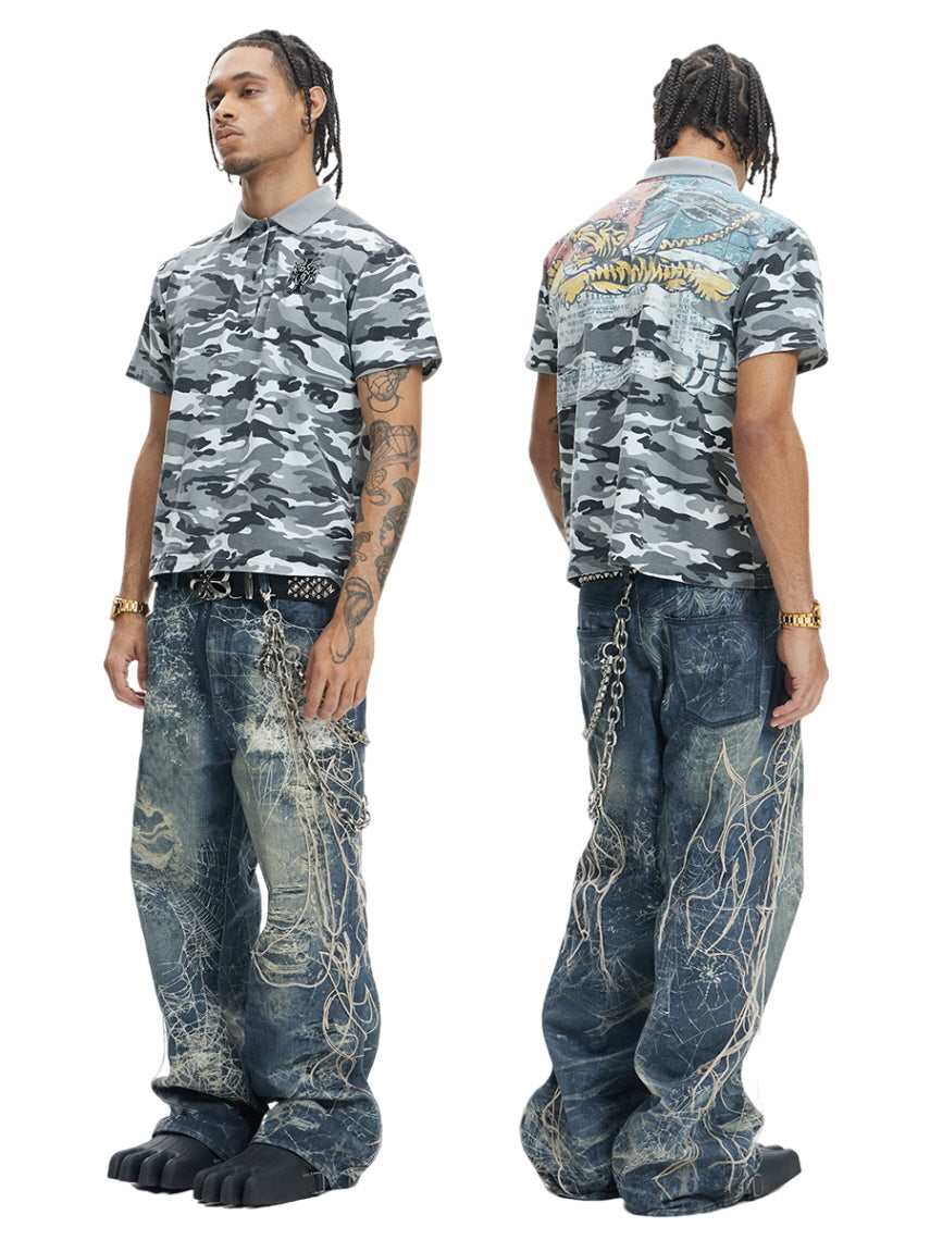 Chaos Web Distressed Denim Pants