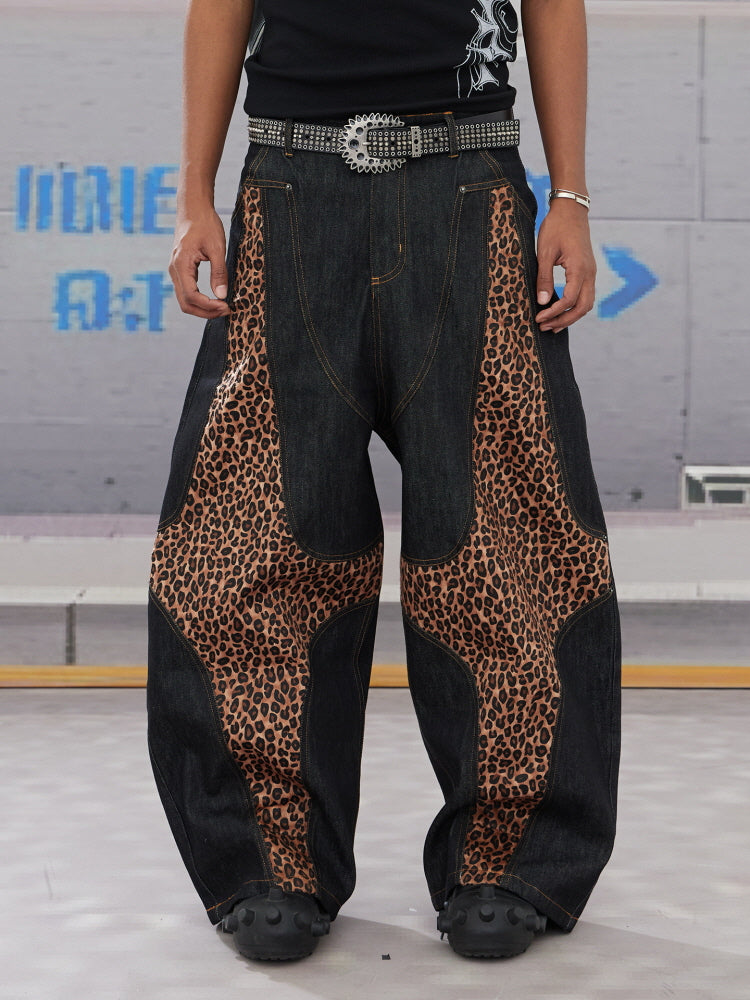 Leopard Flame Wide-Leg Denim