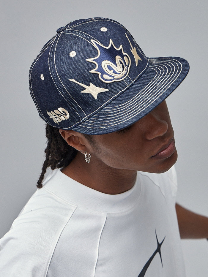 Denim Cartoon Graphic Cap