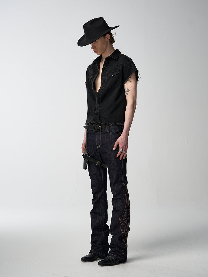 Back 2000s Cut-Off Denim Shirt