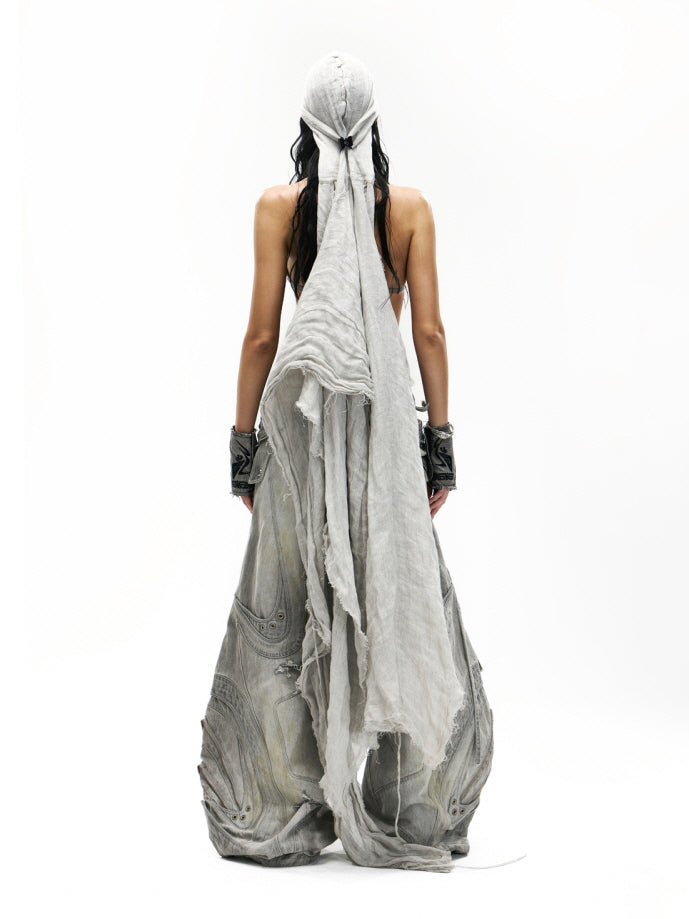 Cyber Carved Sculptural Wide Jeans