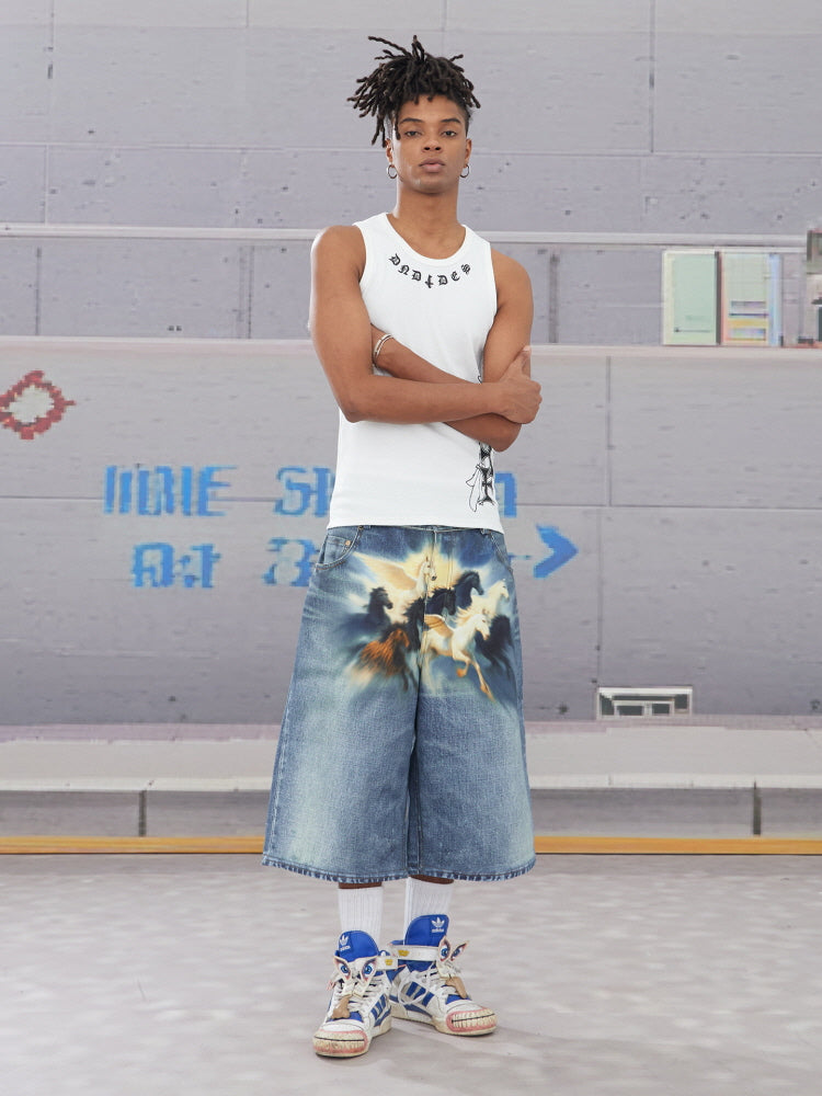 Pegasus Art Denim Shorts