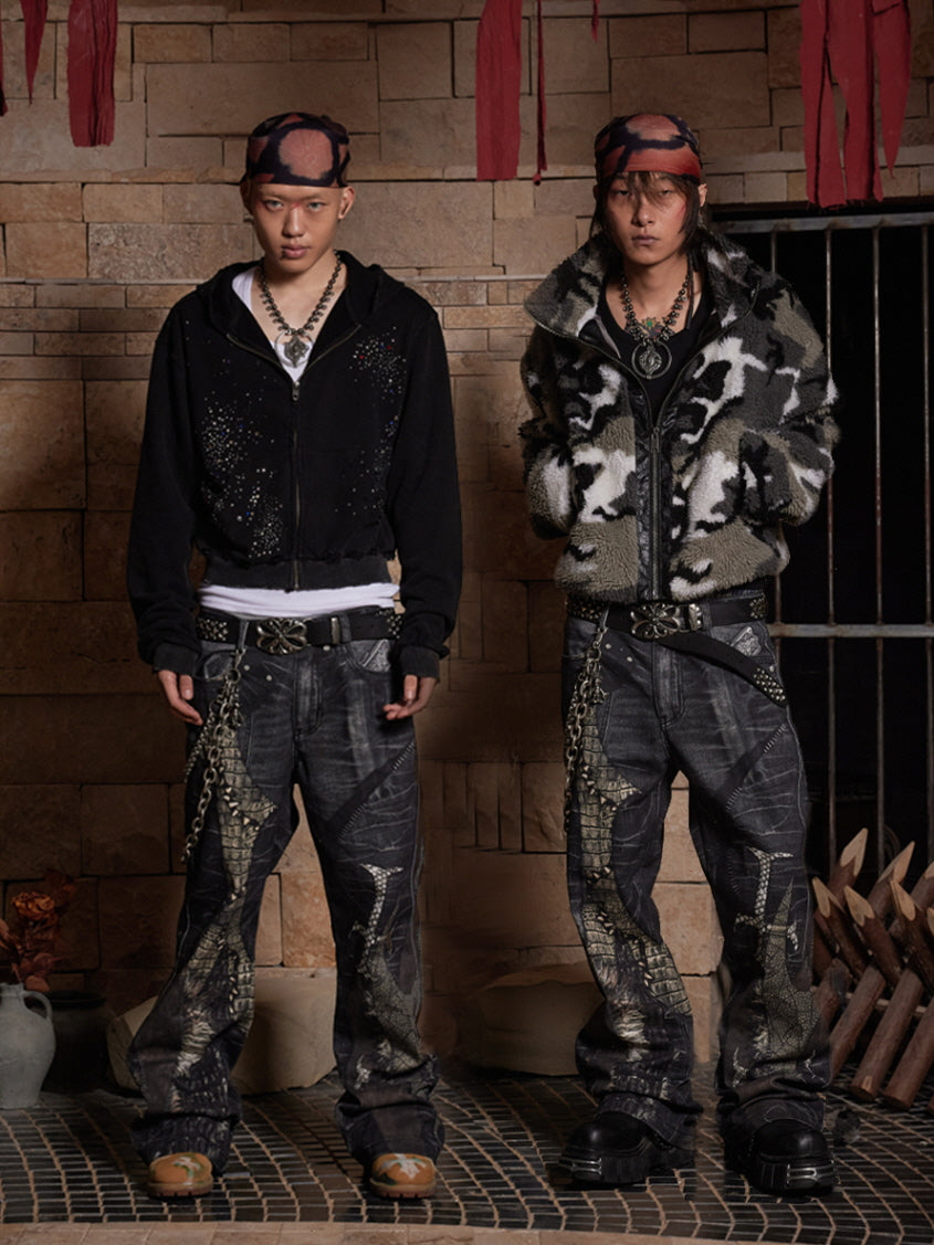 Crocodile Patchwork Jeans