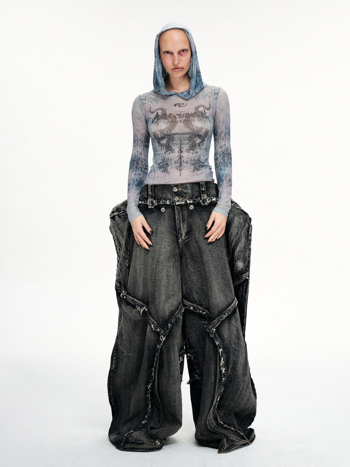 Extreme Curve Destroyed Denim Pants