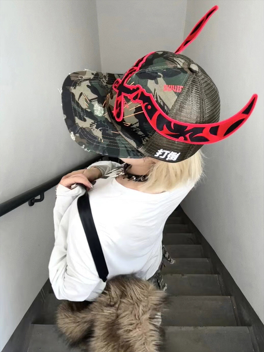 Crossblade Horn Camo Trucker Cap