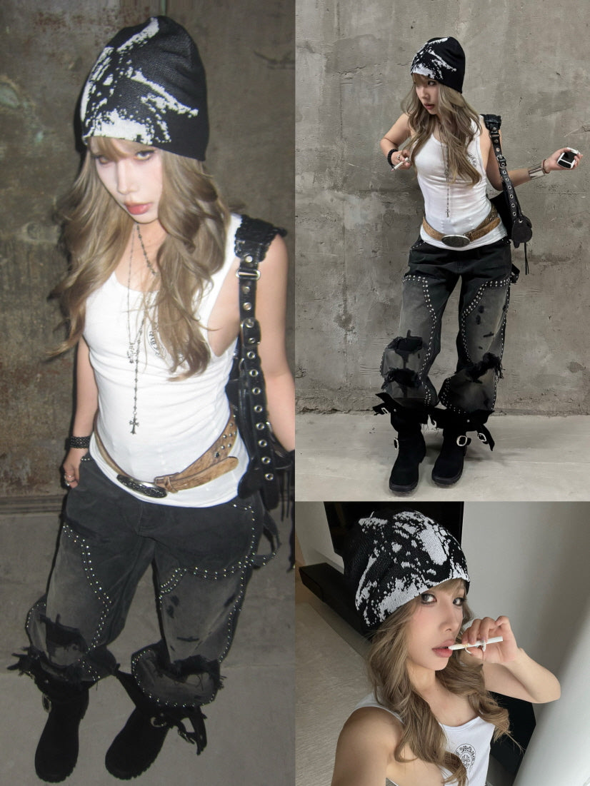 Goat Skull Graphic Beanie
