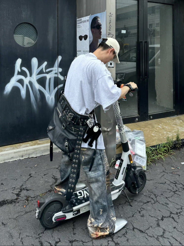 Extreme Distressed Paint-Splatter Wide Jeans
