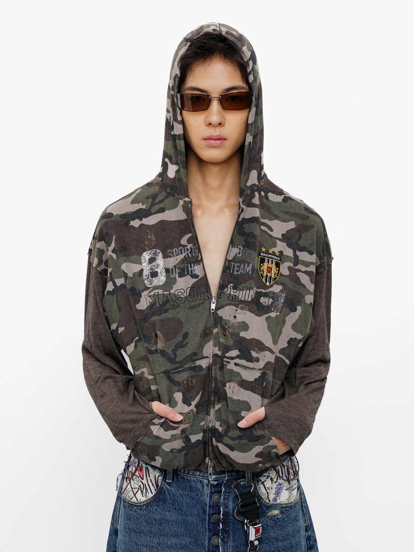 Camo Patch Vintage Zip Hoodie