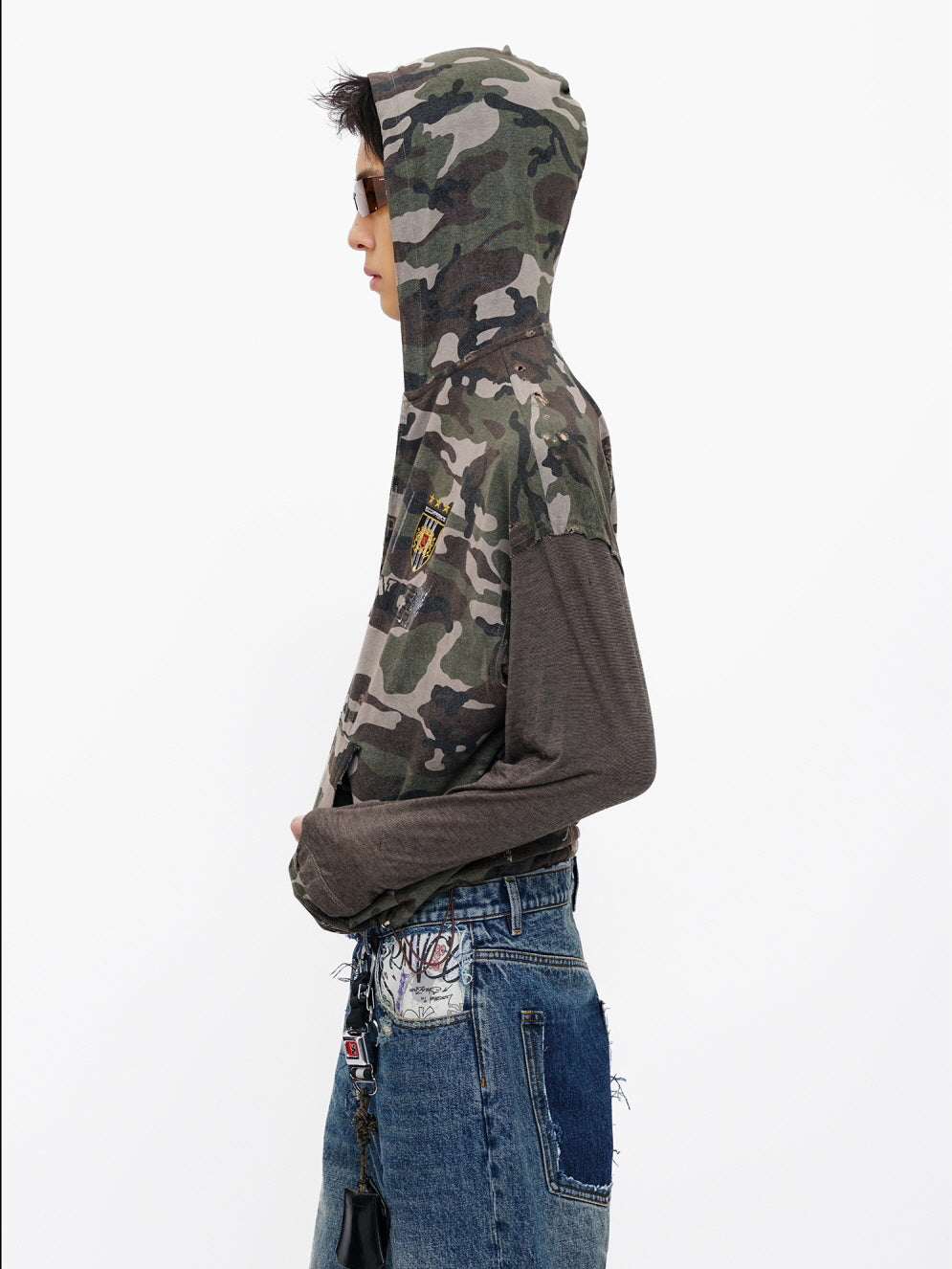 Camo Patch Vintage Zip Hoodie