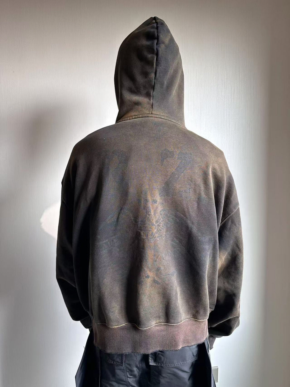 Distressed Zip-Up Hoodie with Faded Graphic