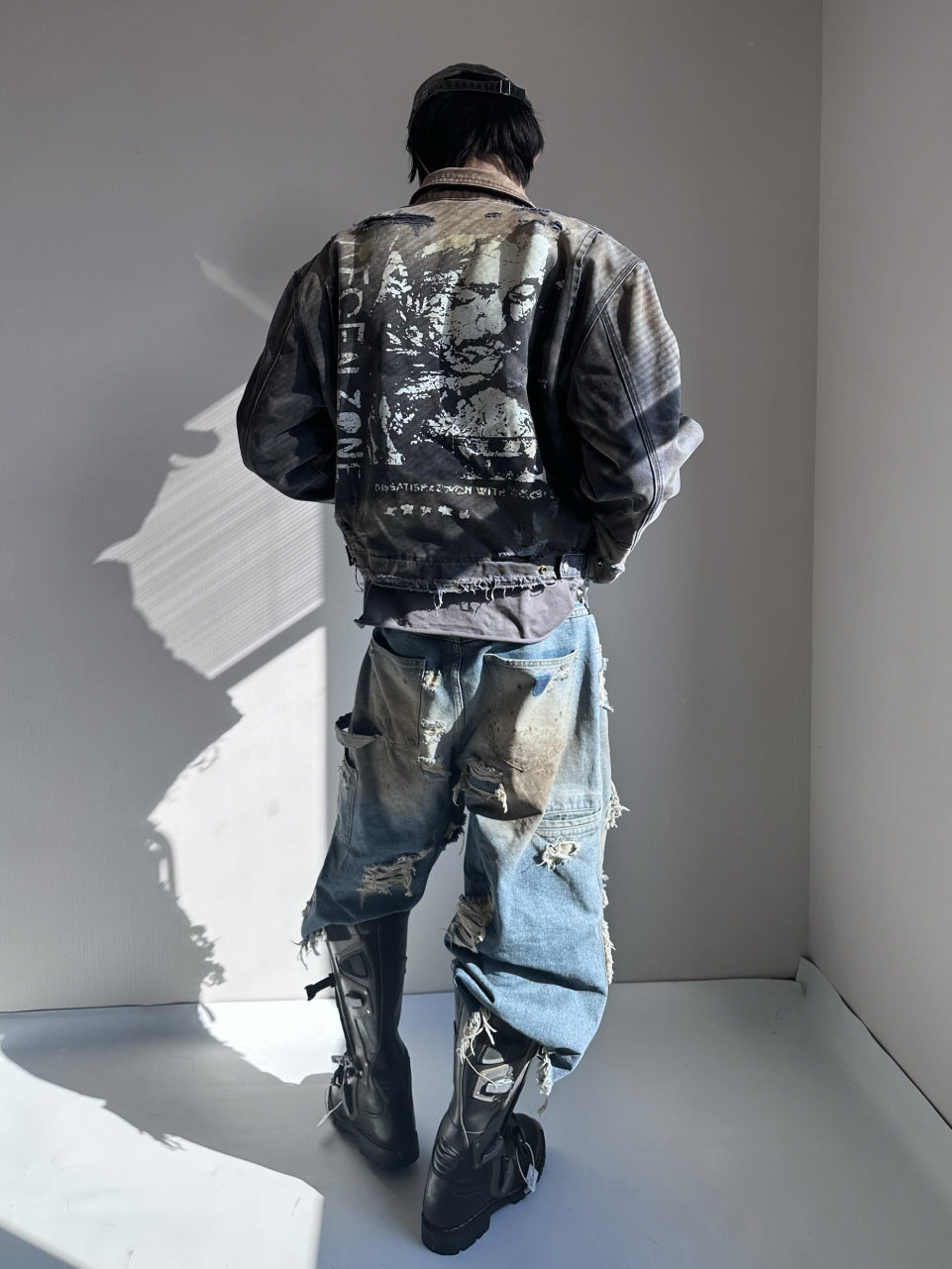 Extreme Distressed Wide-Leg Denim Shorts