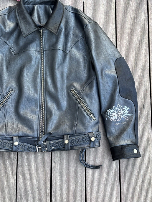 Dragon Embroidered Leather Jacket