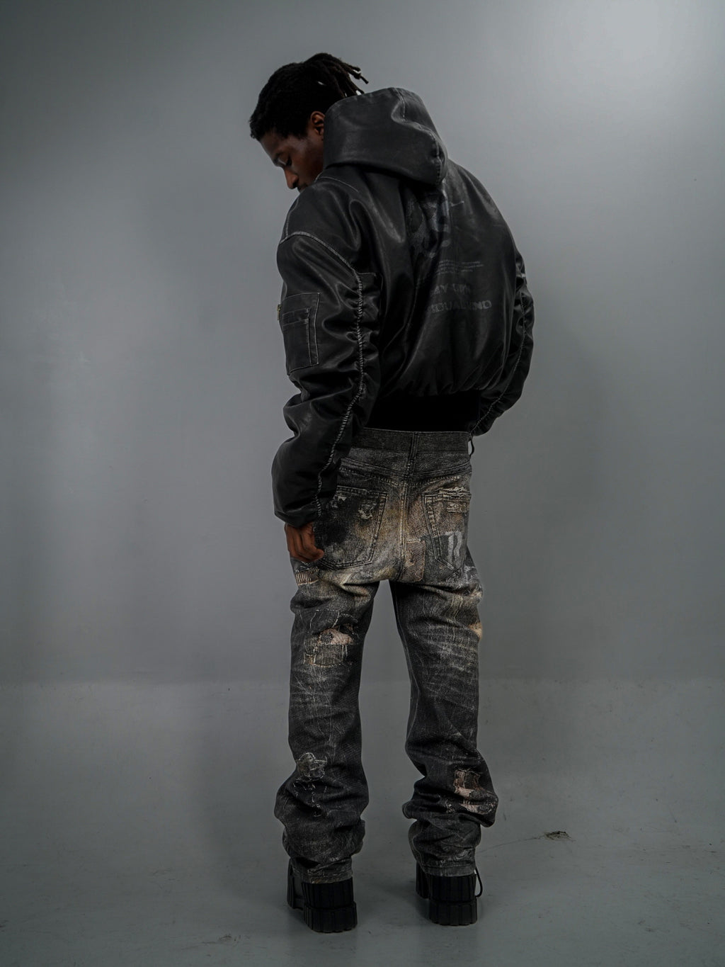 Distressed Vintage Art Patchwork Denim Pants