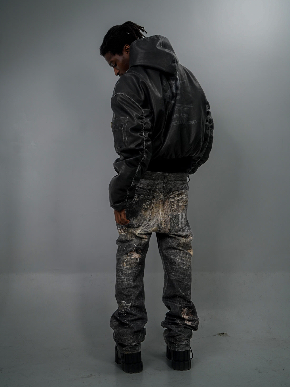 Distressed Vintage Art Patchwork Denim Pants