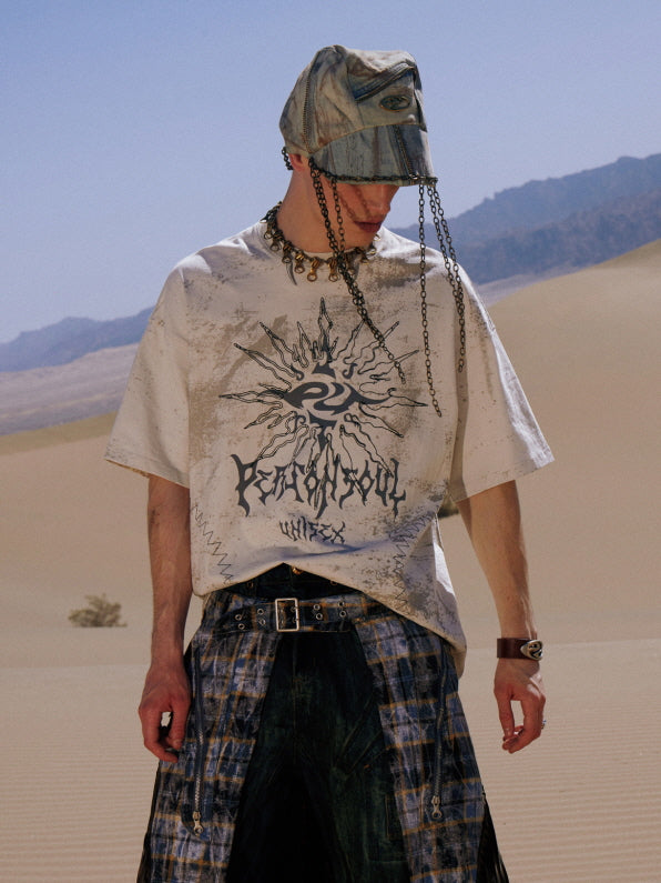 Sun Totem Distressed Oversized Tee