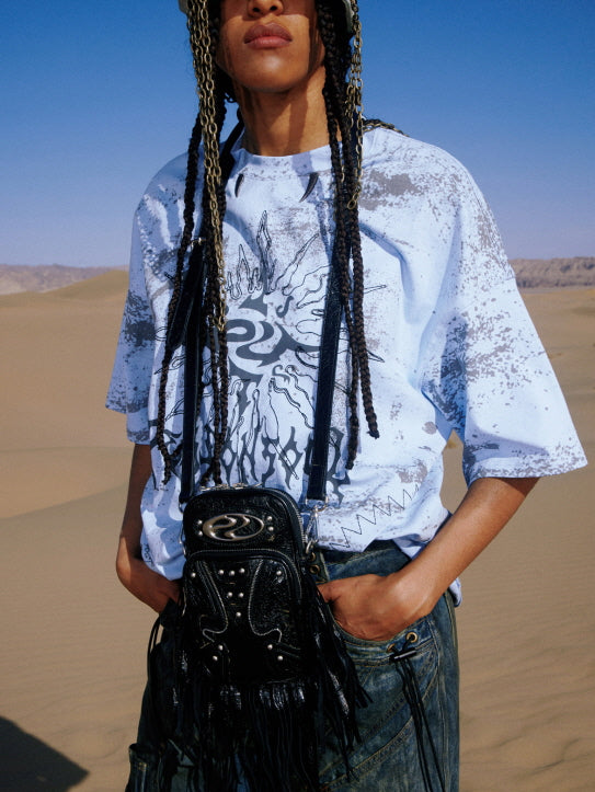 Sun Totem Distressed Oversized Tee